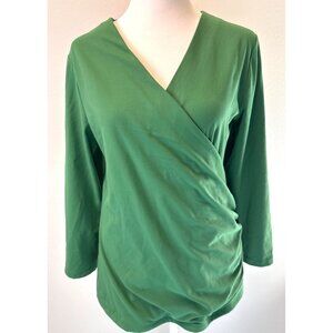 Ann Taylor Womens Medium Pullover Fitted Green Blouse Business Christmas Feminin